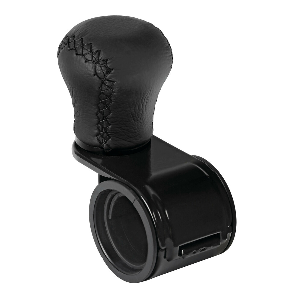 Revolve, steering wheel knob in leather with black stitching, black bracket