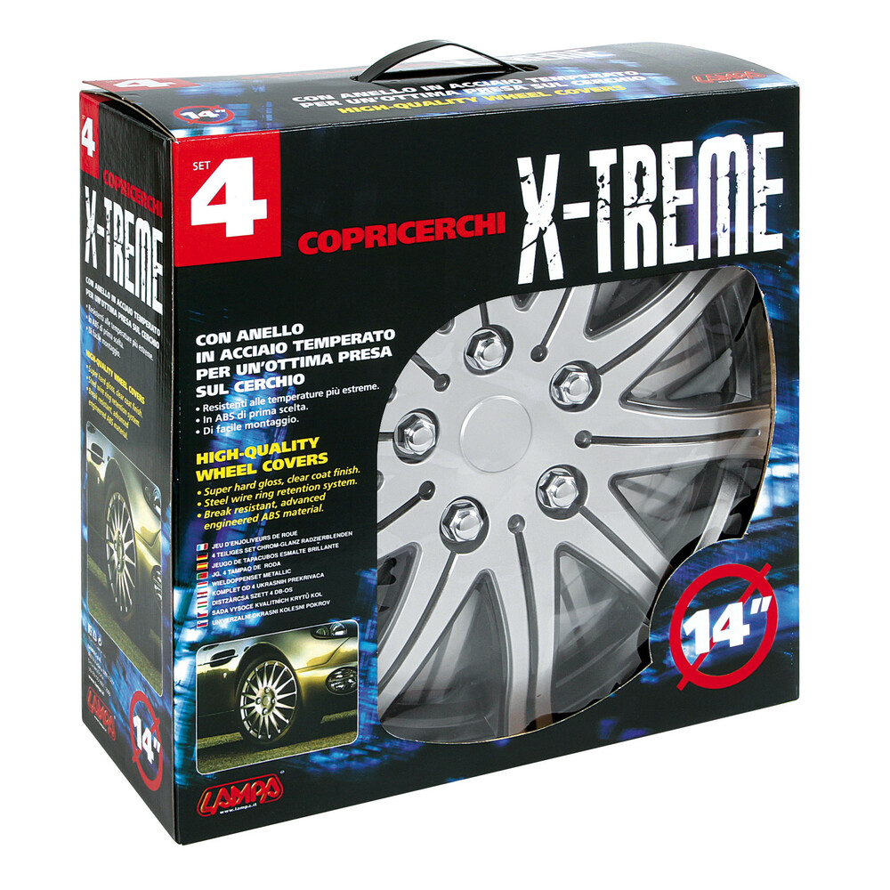 Lampa Copricerchi X-Treme 14 Pollici - Set Da 4, ABS Verniciato Metallizzato Con Bulloni Cromati