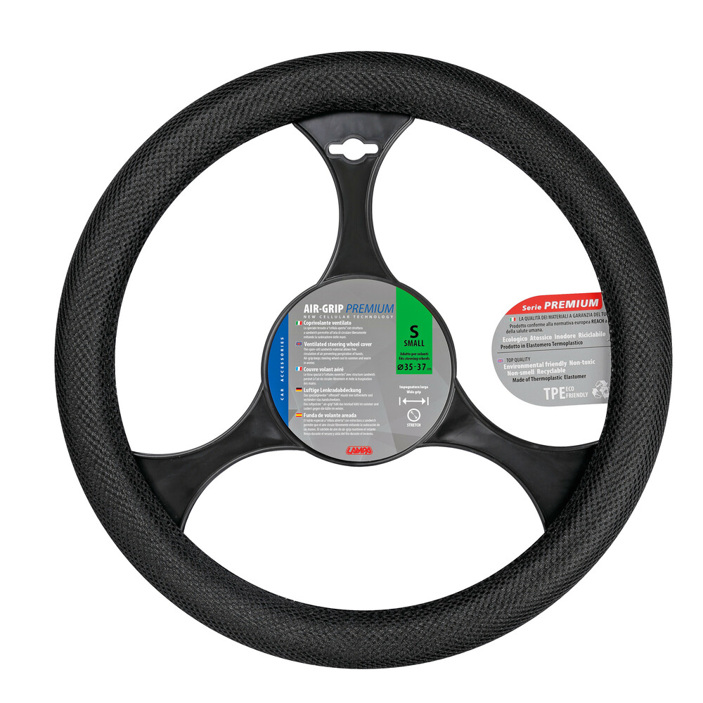 Air-Grip Black, ventilated steering wheel cover - S - Ø 35/37 cm