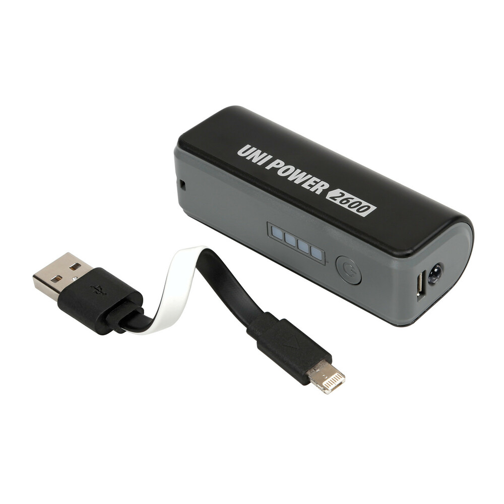 Uni-Power 2600 power pack with Apple / Micro Usb universal cable