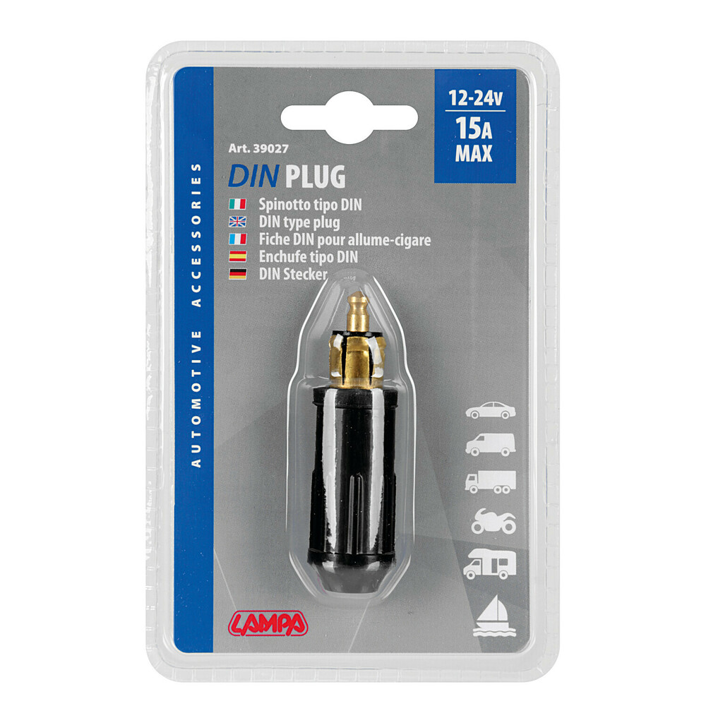 DIN cigarette lighter plug, 12/24V
