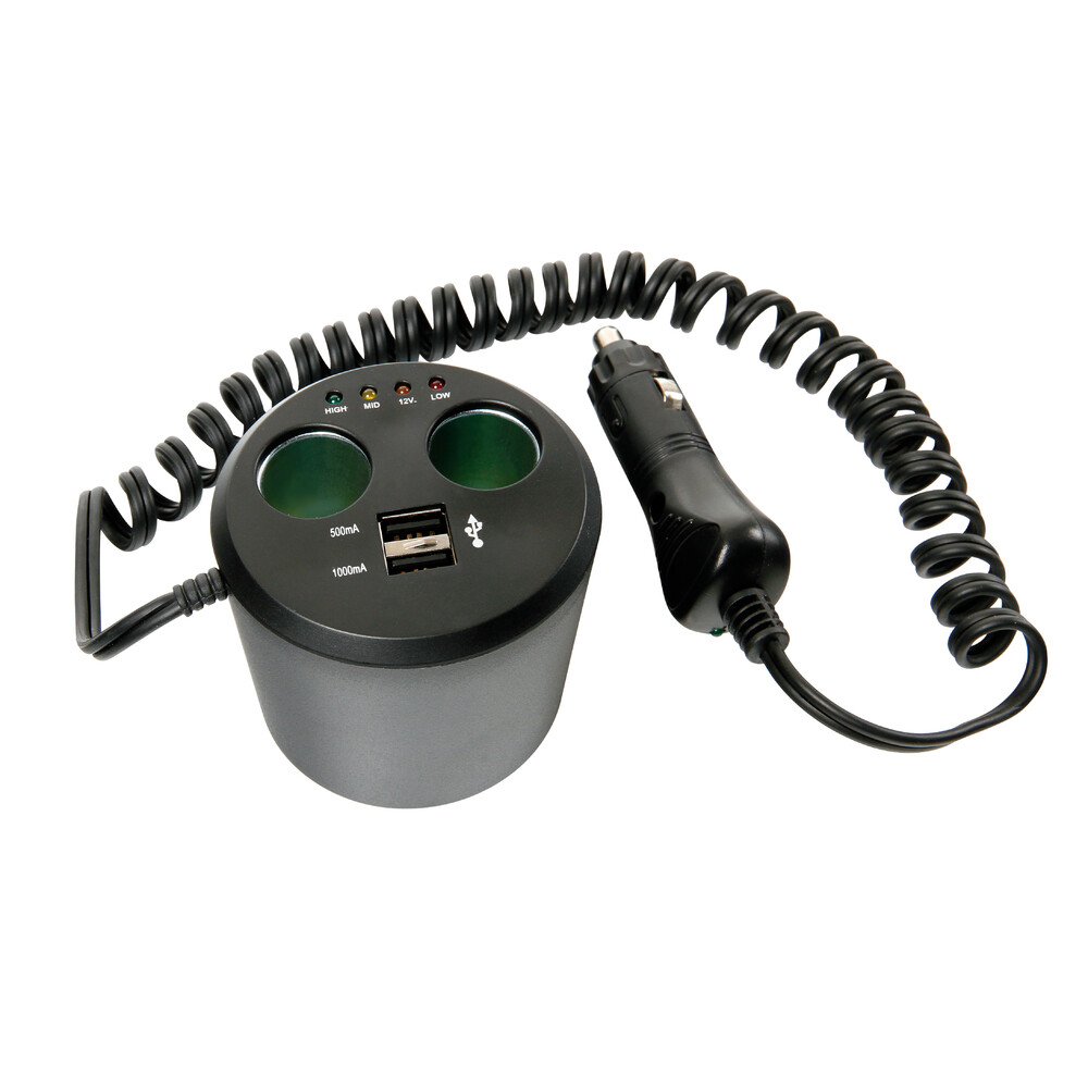 Power Cup 3 in 1 presa corrente multipla e tester batteria auto 12V+USB