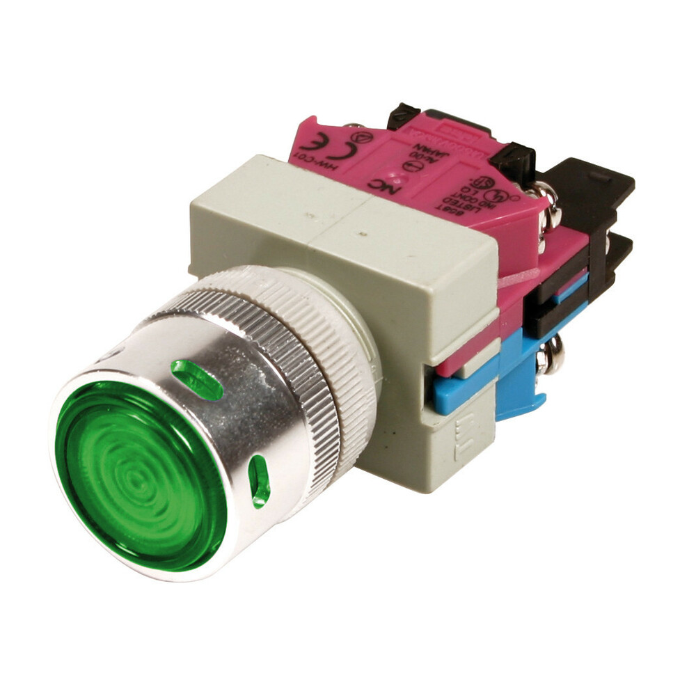 Interruttore a pulsante - 12V - Verde - 10A