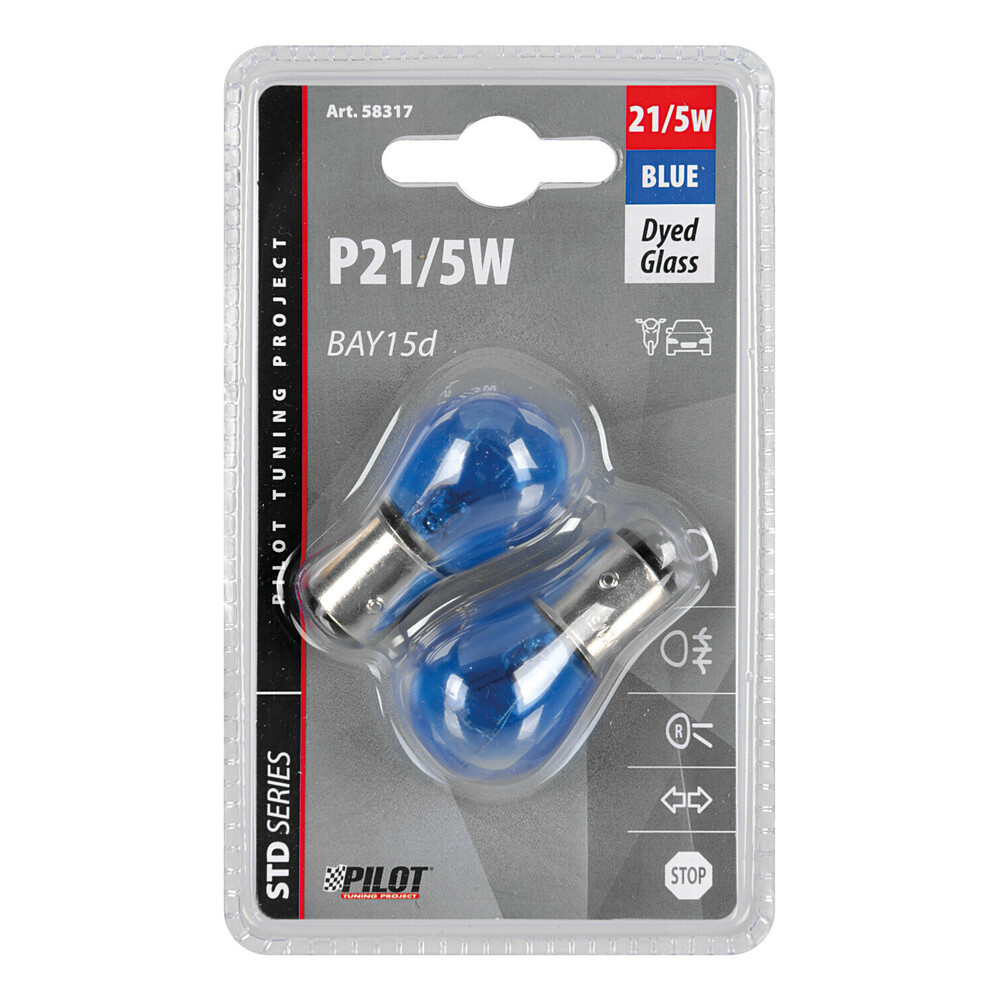 BAY15D 21/5W DOUBLE FILAMENT LAMP 12V BLUE DYED GLASS 2 PCS P21/5W BAY15D 21/5W DOUBLE FILAMENT LAMP 12V BLUE DYED GLASS 2 PCS P21/5W
