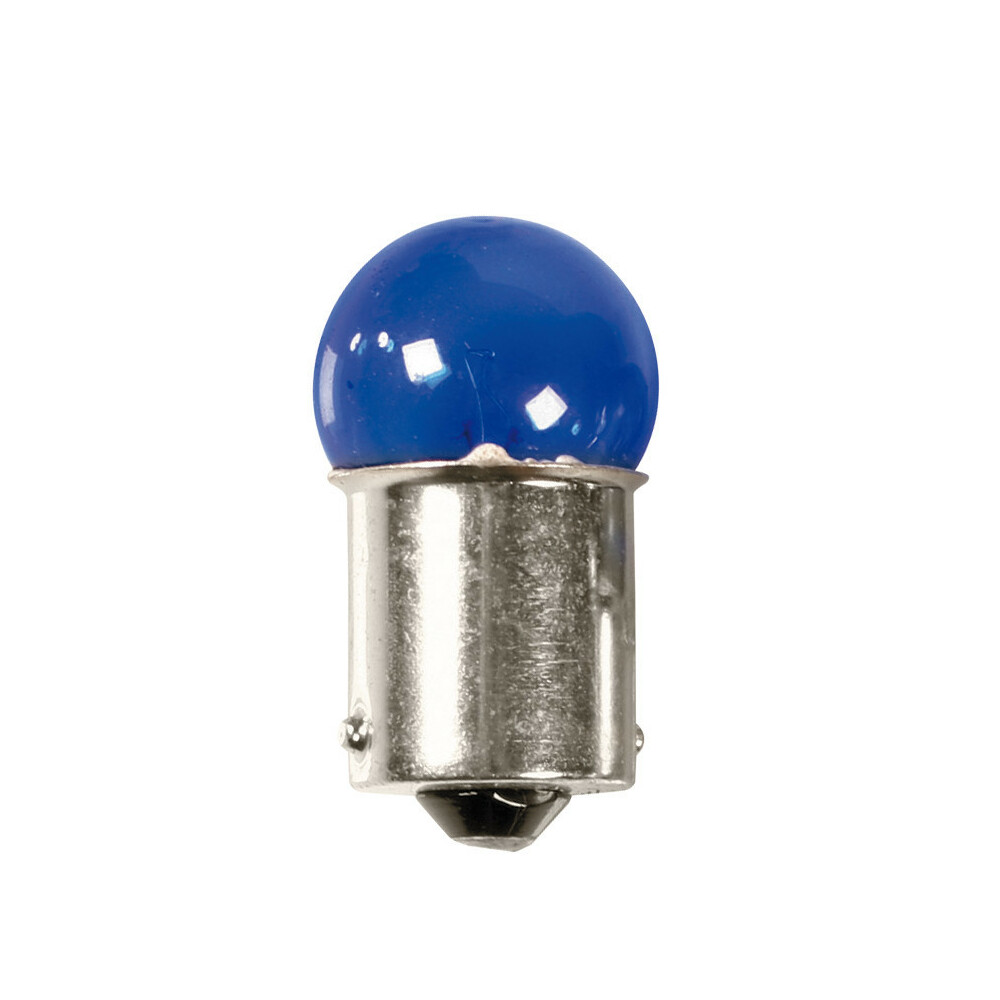 12V Blue Dyed Glass, single filament lamp - (R5W) - 5W - BA15s - 2