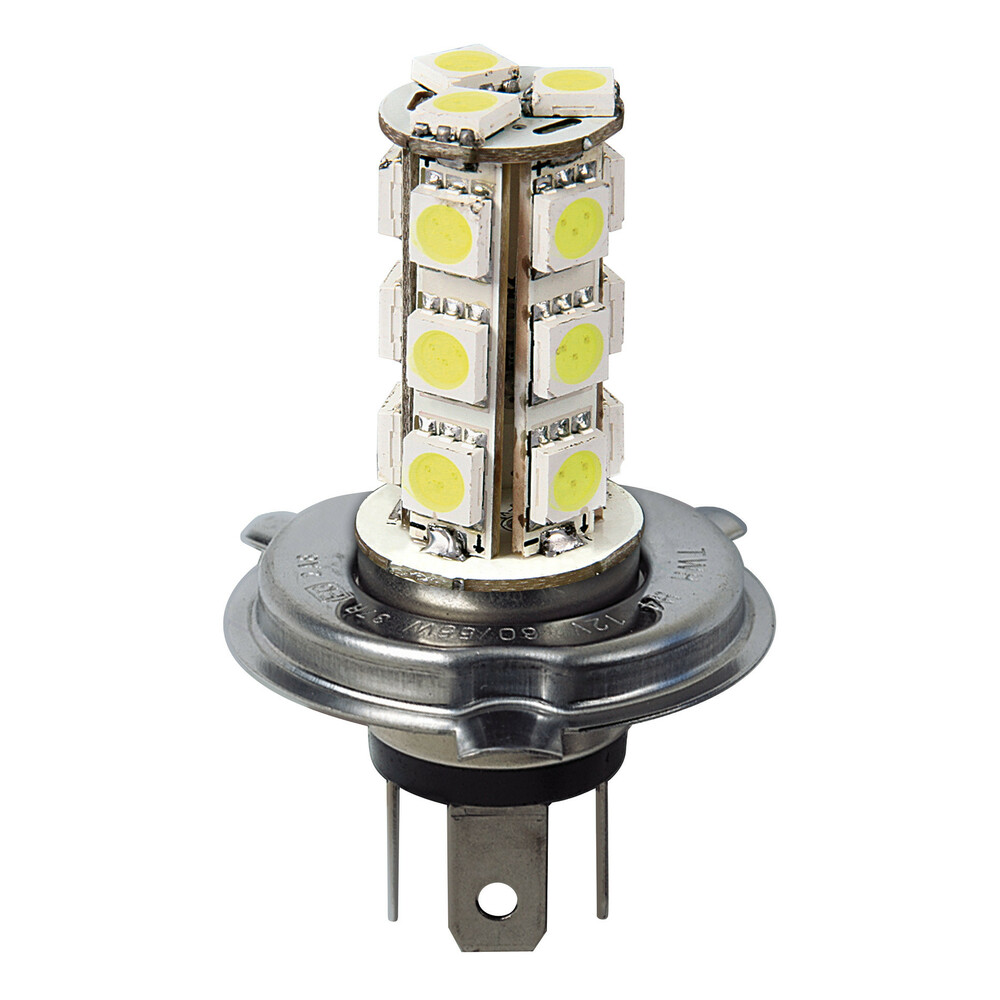 12V Hyper-Led 54 - 18 SMD x 3 chips - (H4) - P43t - 2 pz  - Scatola Plast. - Bianco