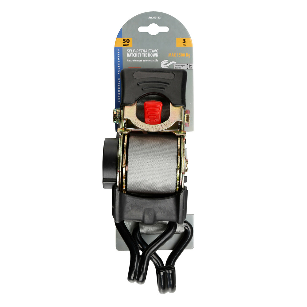 Self-retracting heavy duty ratchet tie-down - 5x300 cm