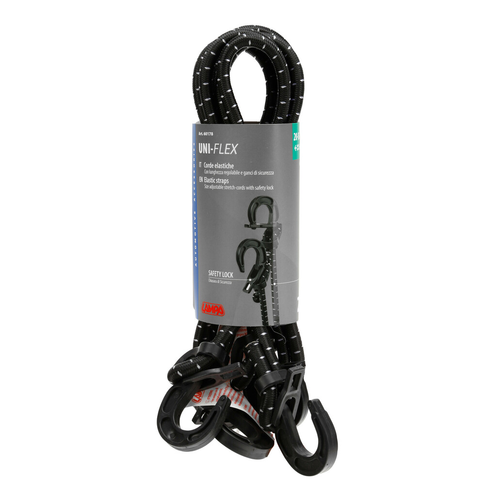 Uni-Flex, pair of size adjustable stretch-cords with safety locks