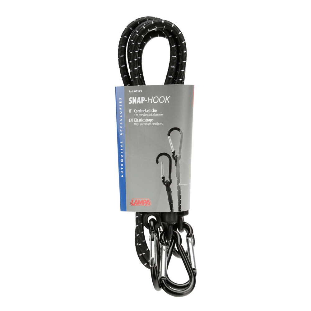 Snap-Hook, pair of elastic cords with aluminium karabiners