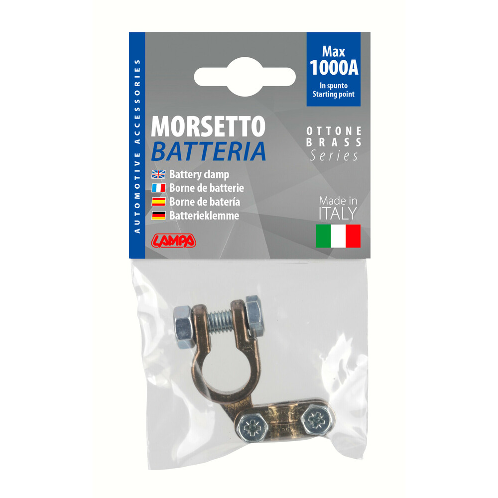 Lampa Morsetto batteria rinforzato; fissaggio cavo a piastrina - max cavo Ø  35 mm² - Polo negativo