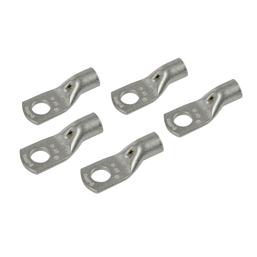 Set 5 pz capicorda da graffare in rame stagnato - sezione 25 mm² - foro 8 mm
