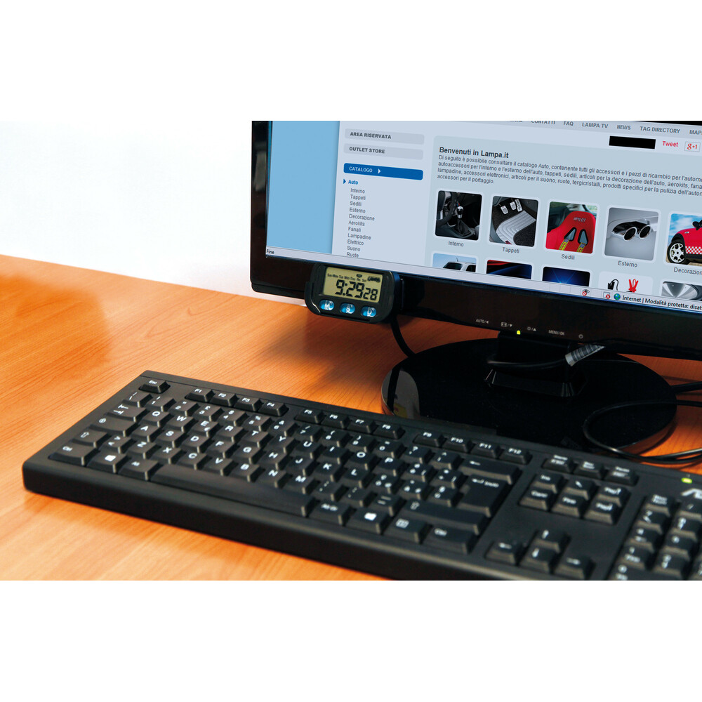 Orologio Digitale LCD Da Auto Lampa 72830 Jumbo - Con Supporto, Display Grande E Leggibile - Foto 2