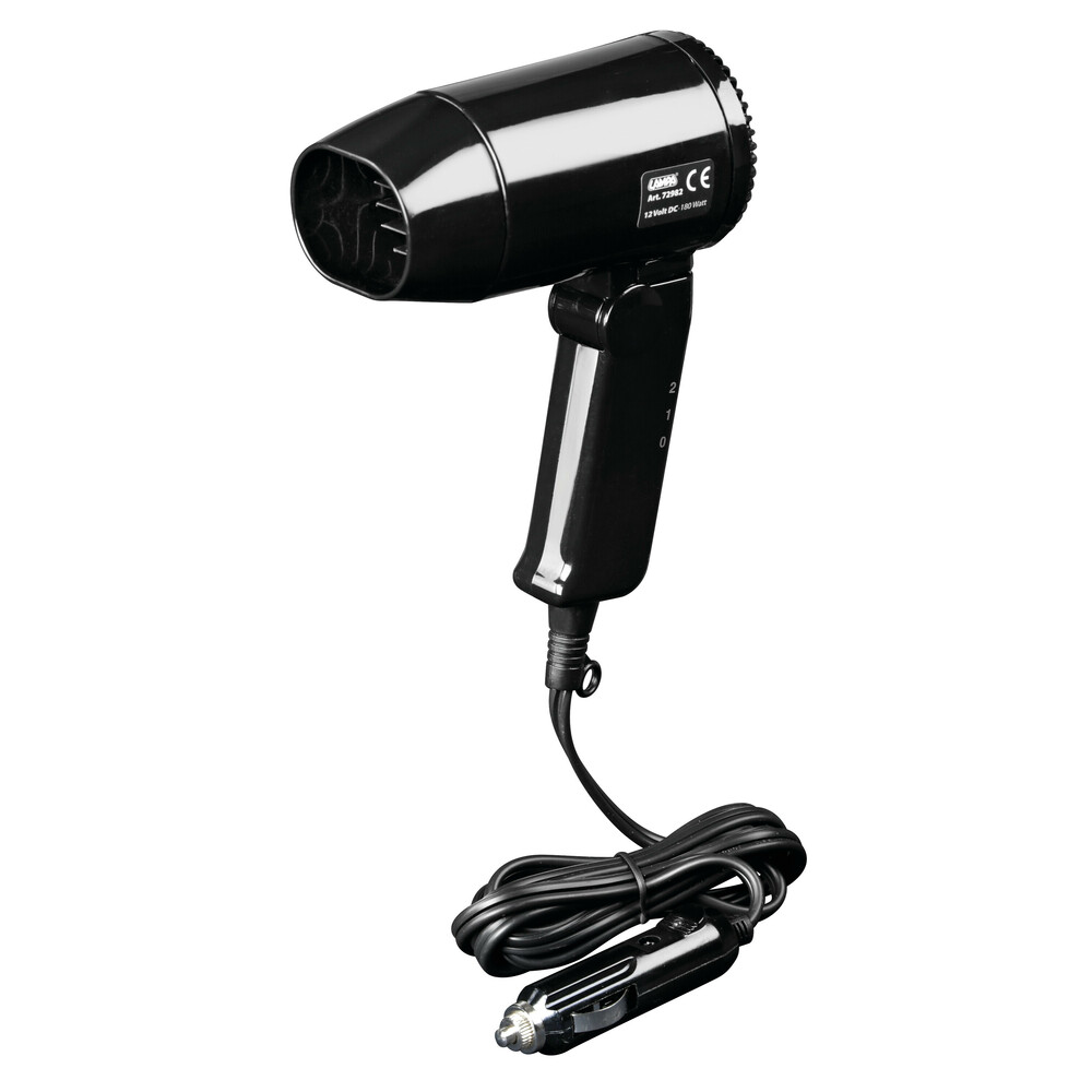 Secador de pelo, plegable, con toma de encendedor, 12V, 180W