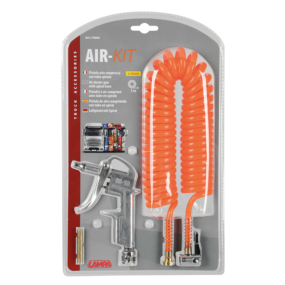 Air-Kit, Tubo a spirale 5 m + pistola aria compressa