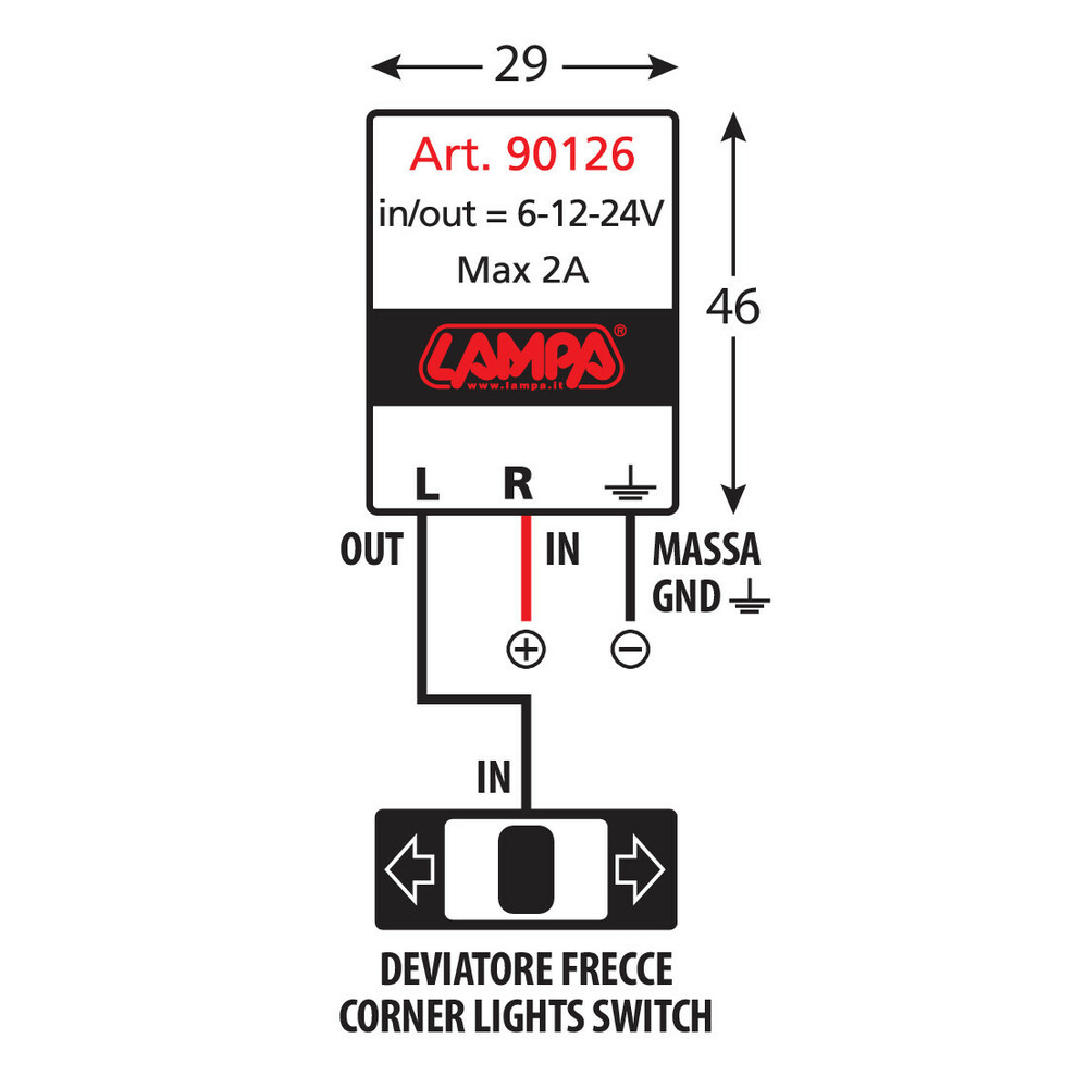 Flasher, electronic flasher device for Led indicators - 6/12/24V - 2A