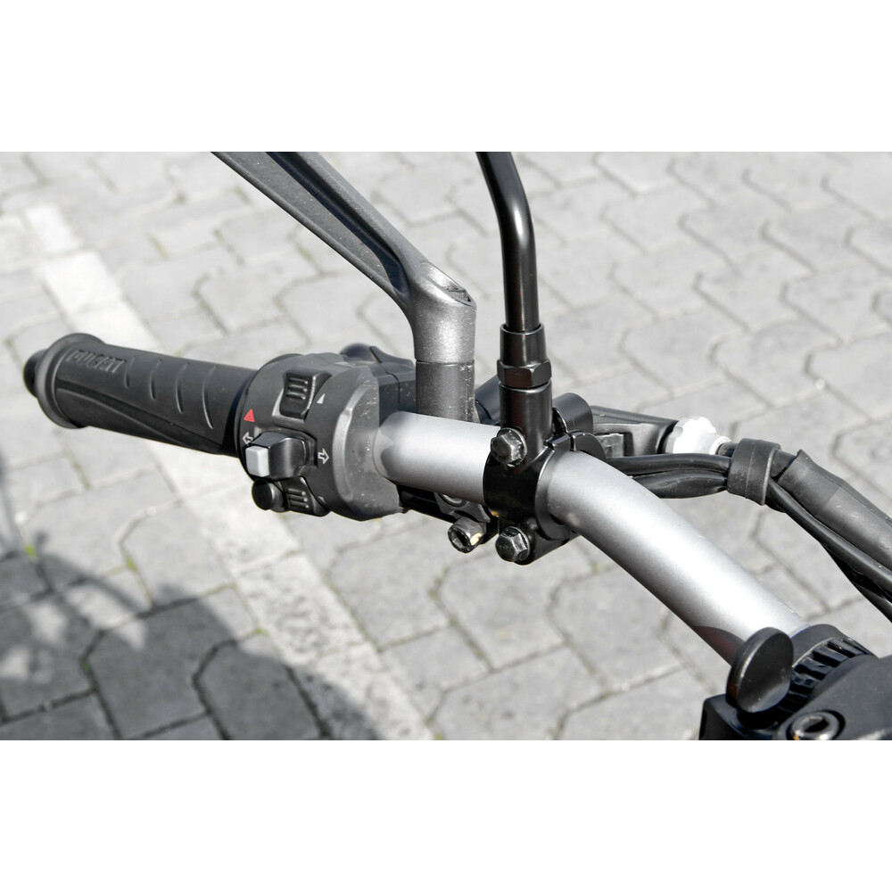 Specchietti Manubrio Moto CNC Area1 - Universali Con Omologazione E - Nero (Coppia)