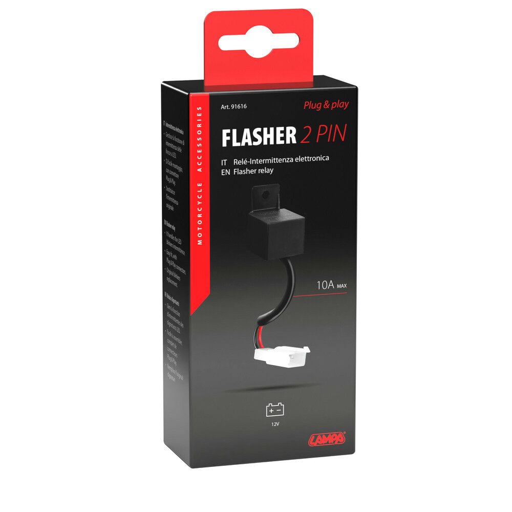 Flasher 2 Pin, plug & play electronic flasher device - 12V - 10A