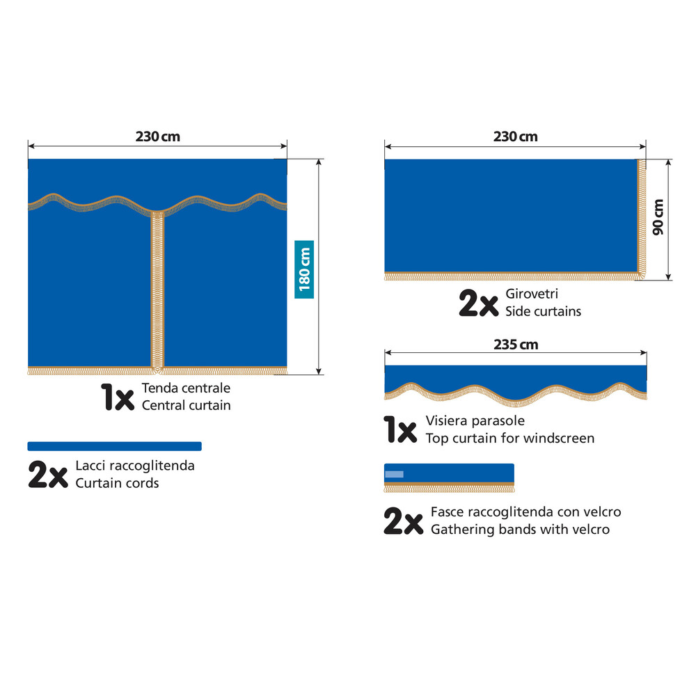 Privilege Set Tende Oscuranti Per Camion Tenda Centrale Alta Blu