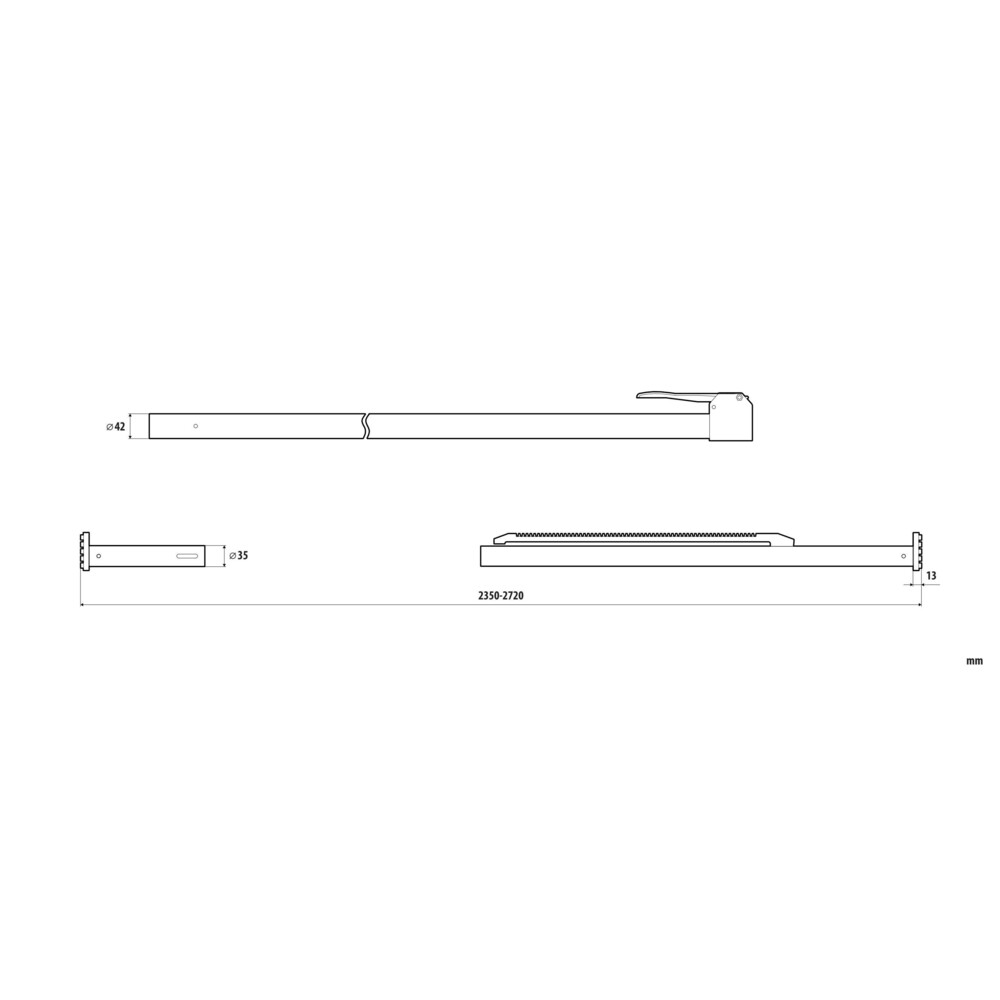 Tube buffering cargo bar with spring and rack