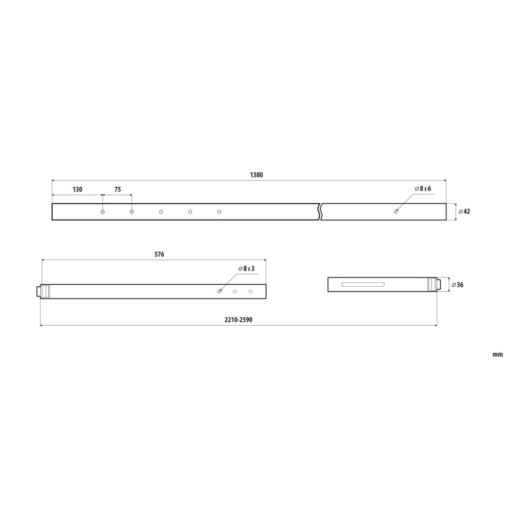 Palo fermacarico tondo con molla per rotaia ad incastro - 2210-2590 mm