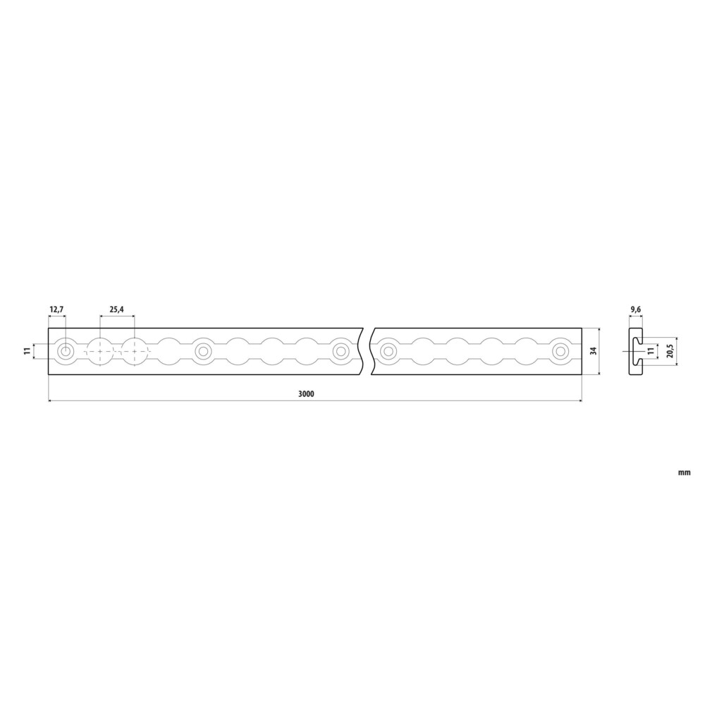 Track bar with sliding rail