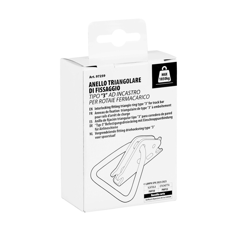 Anello triangolare di fissaggio per rotaie fermacarico ad incastro - Type 3