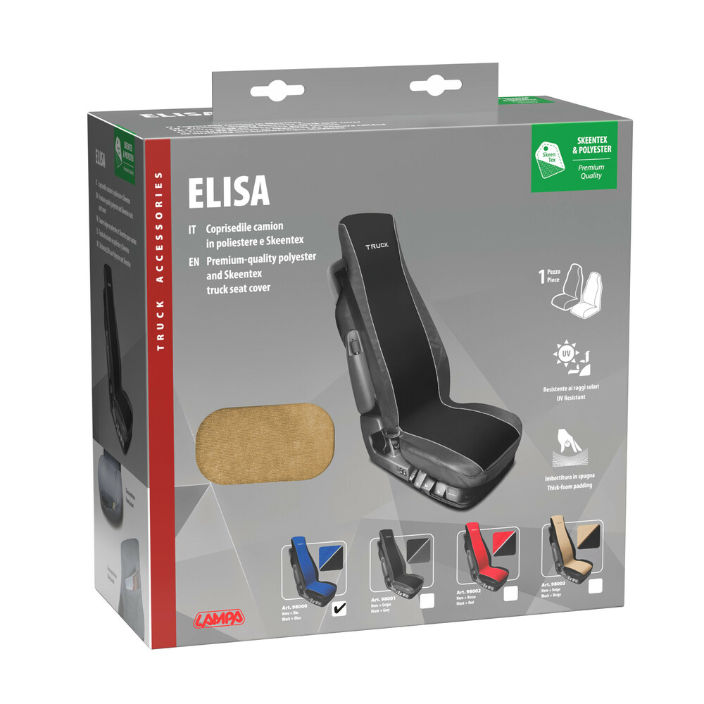 Coprisedile Lampa 98002 Elisa Per Camion - Rosso/Nero In Poliestere E Skeentex, Con Tasche - Foto 6