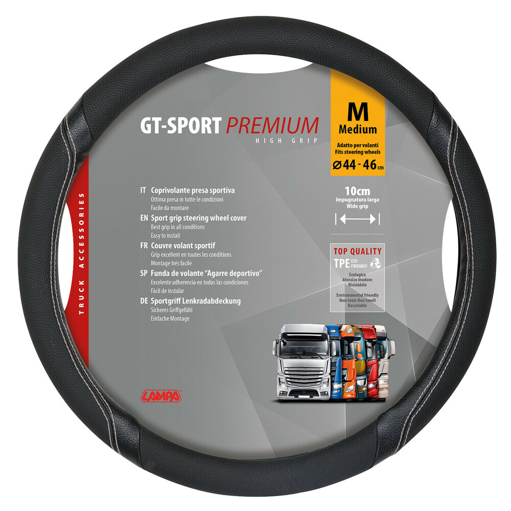 GT-Sport, coprivolante in Skeentex - M - Ø 44/46 cm - Nero/Argento