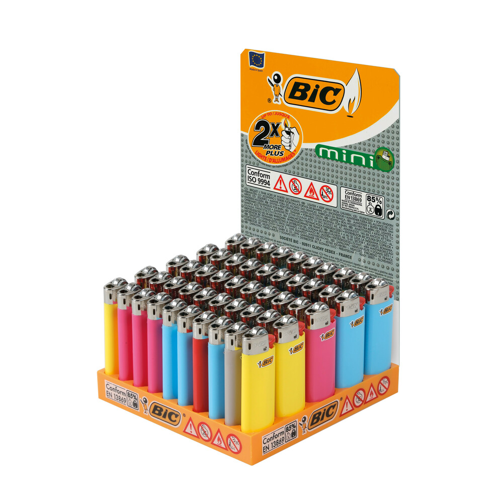 Accendini Bic Classic Mini J25. Display da 50 pezzi colori assortiti