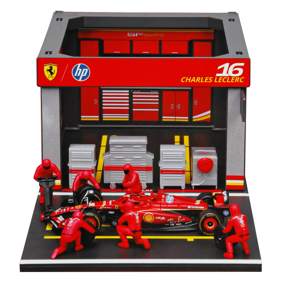 Pit Stop Ferrari SF-24 Leclerc, Burago, escala 1:43