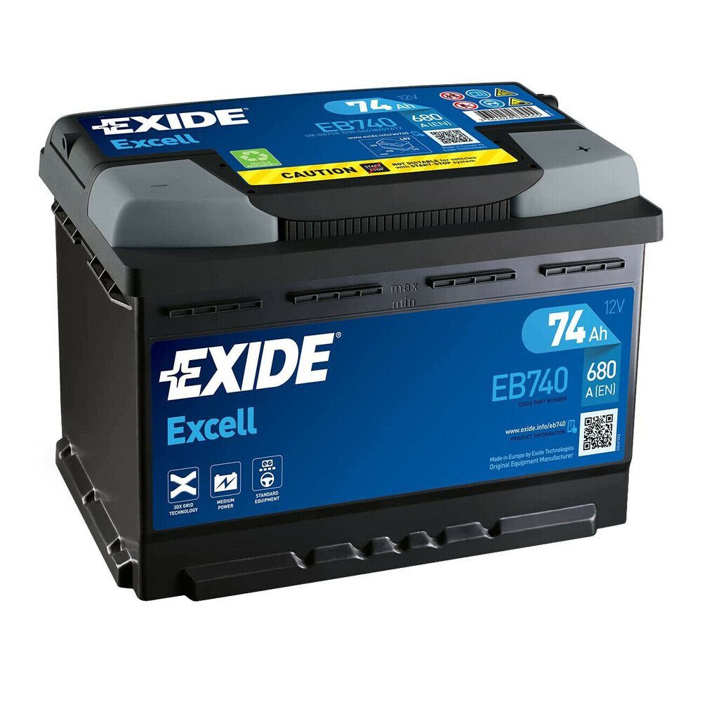 Batterie 12V - Exide Excell - 74 Ah - 680 A - L03