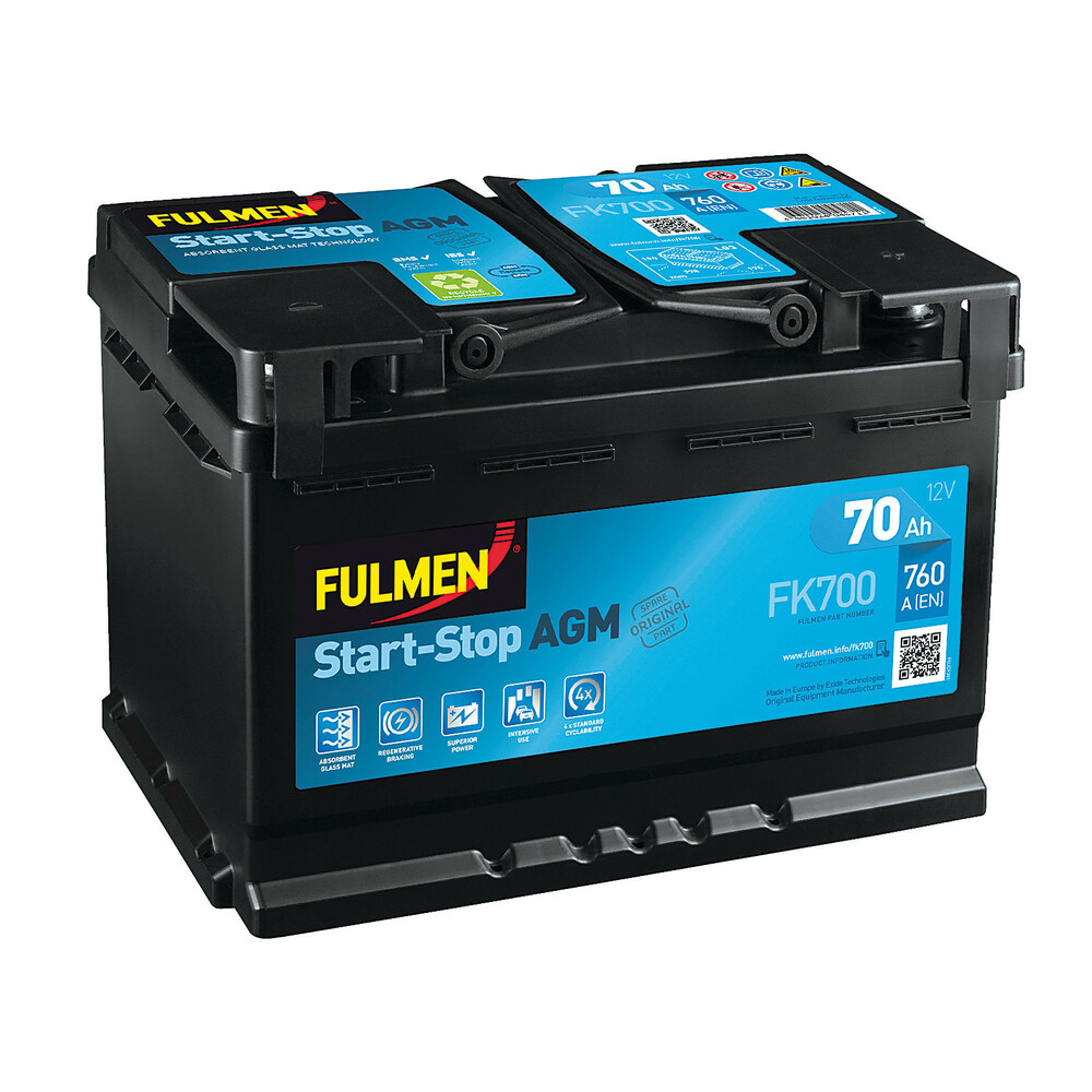 Fulmen - Batterie voiture Fulmen Start-Stop AGM FK700 12V 70Ah 760A -  1001Piles Batteries
