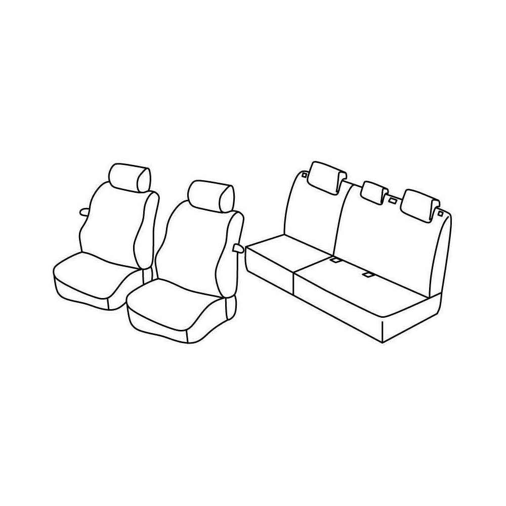 Set Sitzbezüge Superior - Schwarz/Blau - kompatibel für Hyundai i20 3p  (02/09>04/18)