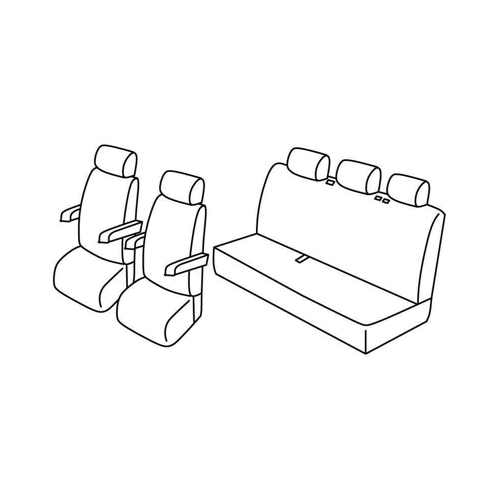 Set Sitzbezüge Superior - Schwarz/Blau - kompatibel für Volkswagen Multivan  T6.1 (01/20>)