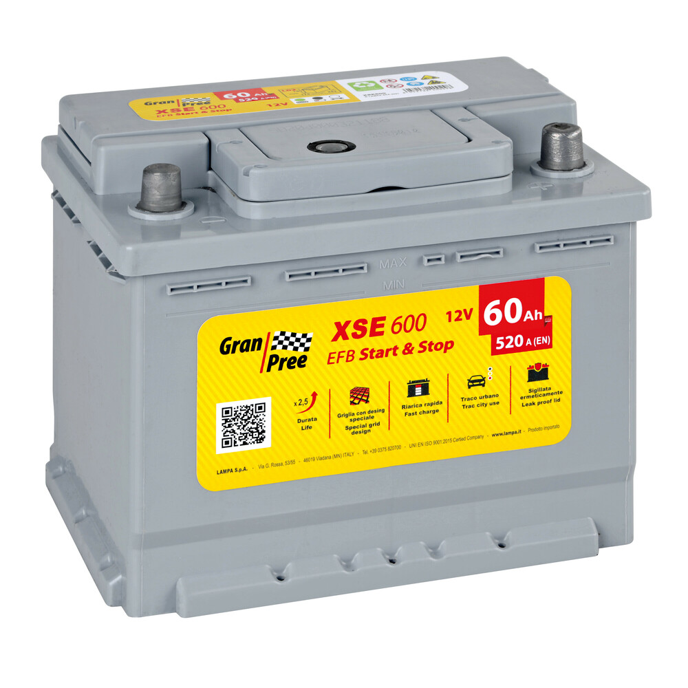 Batteria 12V - Gran Pree Start-Stop EFB - 60 Ah - 520 A - L2