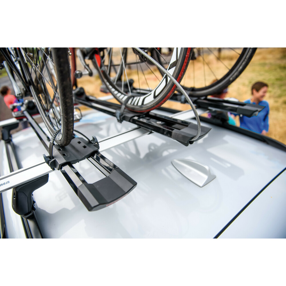 HighSpeed, porta bicicletta da tetto con fissaggio ruota anteriore - Nero