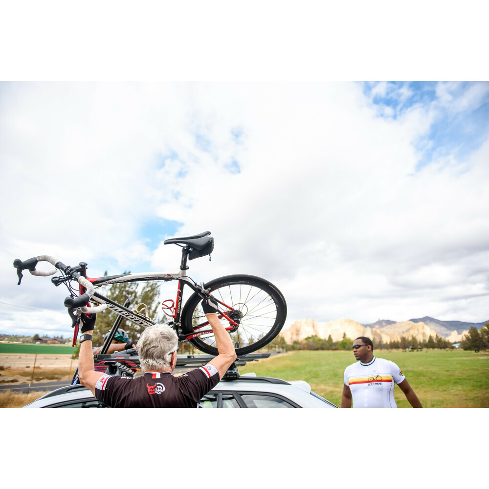 HighSpeed Extended, porta bicicletta da tetto con fissaggio ruota anteriore - Nero - max 1270 mm (passo bici)