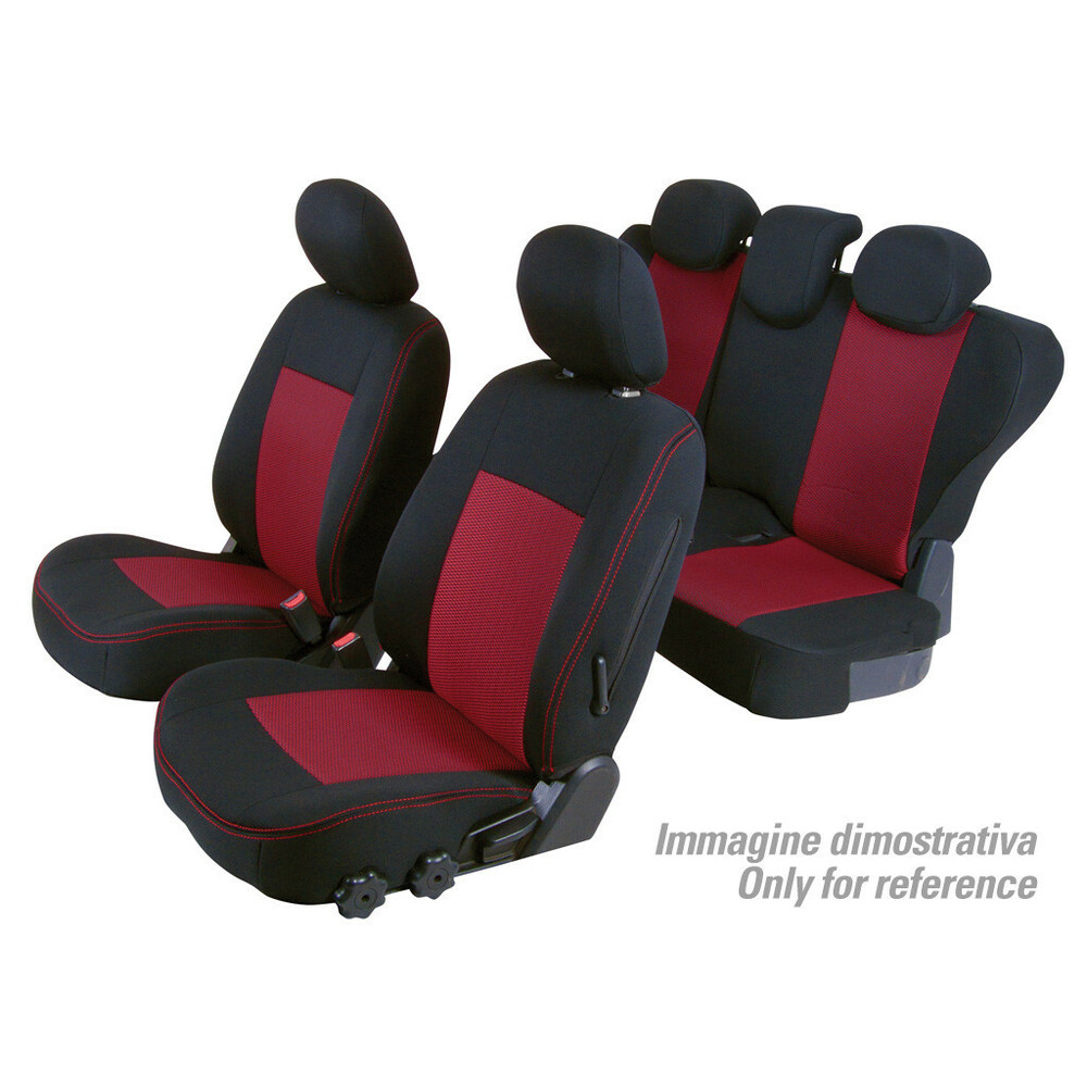 Set Sitzbezüge Superior - Schwarz/Rot - kompatibel für Fiat 500  (07/07>06/15) - Fiat 500C (07/09>06/15) - Fiat 500 (07/15>) - Fiat 500C  (07/15>08/20) - Fiat 500e 3p (04/20>)