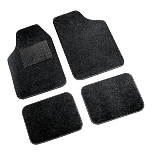 Set Completo Tappetini Auto Universali In Moquette Quattro Pezzi Nero