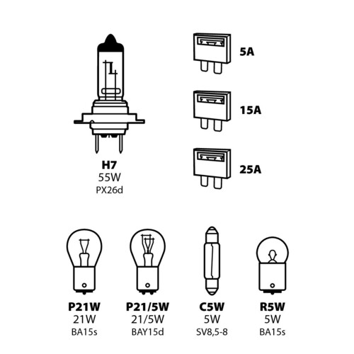 Car accessories, lamps, lampa - halogen, spare lamp kit