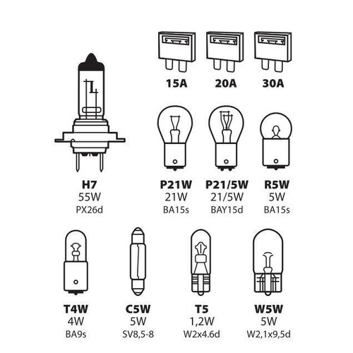 Car accessories, lamps, lampa - halogen, spare lamp kit