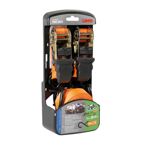 Pro-Safe, heavy duty ratchet tie-down straps set - 500 cm 2