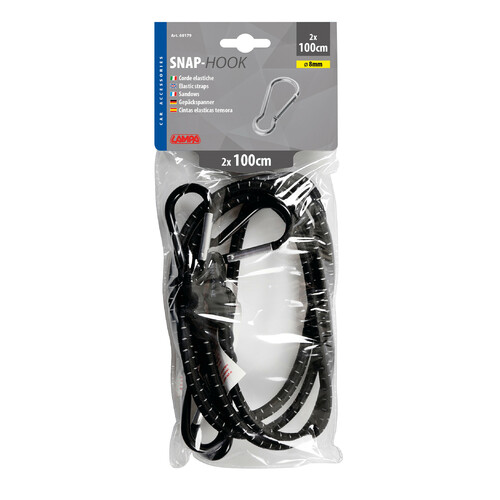 Snap-Hook, pair of elastic cords with aluminium karabiners 1