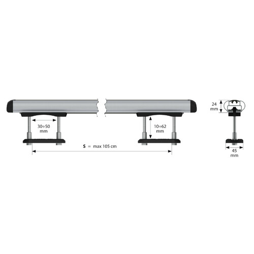Kuma, complete set aluminium roof bars - S - 112 cm 8