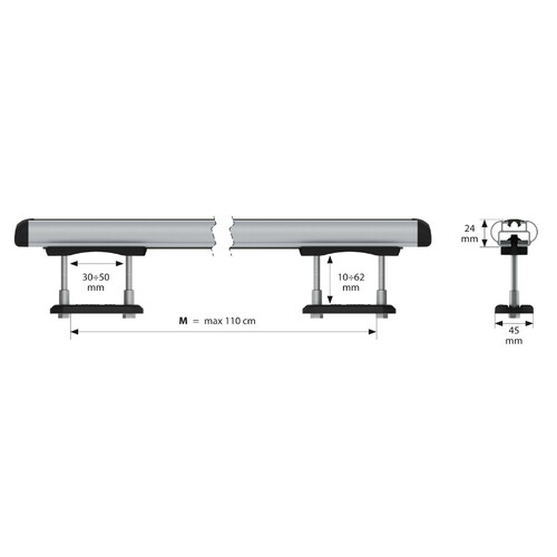 Kuma, complete set aluminium roof bars - M - 122 cm 3