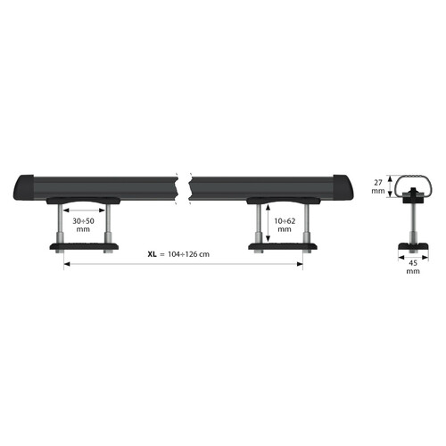 Club, complete set steel roof bars - XL - 135 cm 3