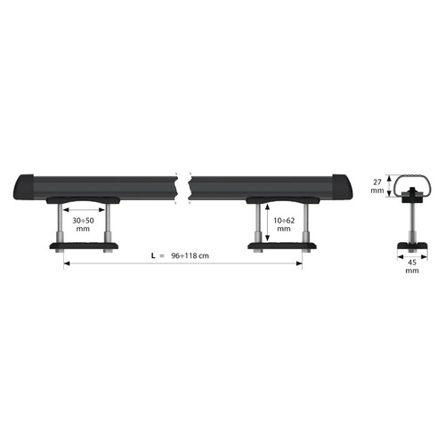 Club, complete set steel roof bars - L - 127 cm 3