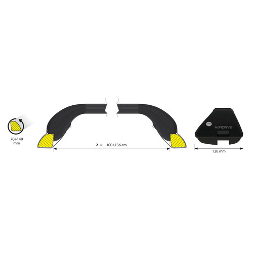 Snap Steel Rail, complete set telescopic steel roof bars - L - F0 3