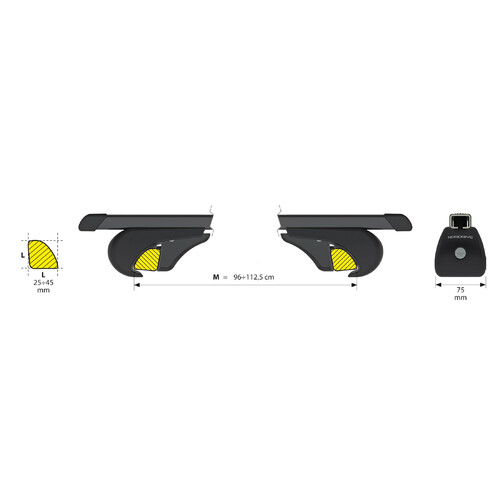 Quadra Rail, complete set steel roof bars - M - Evos RS 3