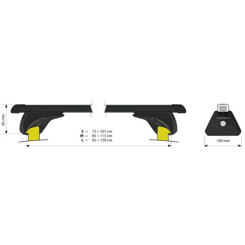Quadra In-Rail, complete set steel roof bars - M - Evos IS 3